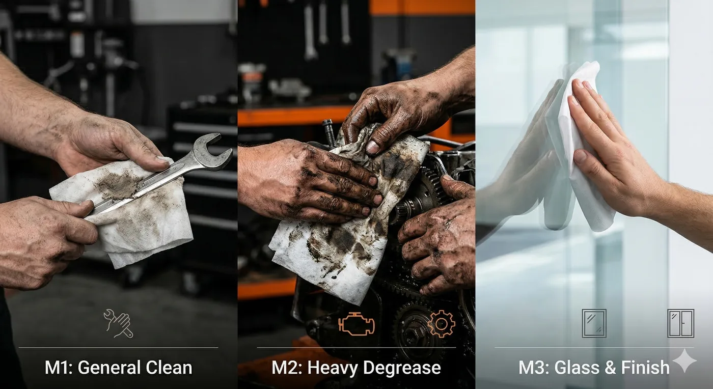 Purion M1, M2 and M3 industrial wipes